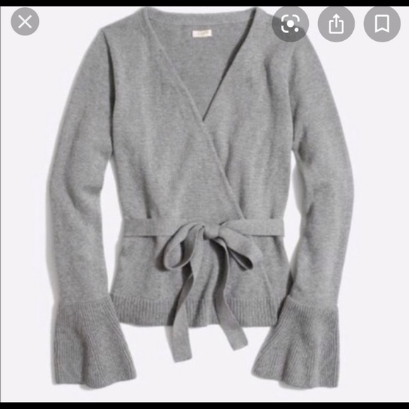 J. Crew Factory Sweaters - J CREW GREY WRAP BELL SLEEVE SWEATER M